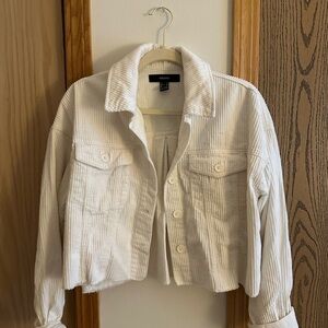 Forever 21 White Utility Jacket Cropped Casual